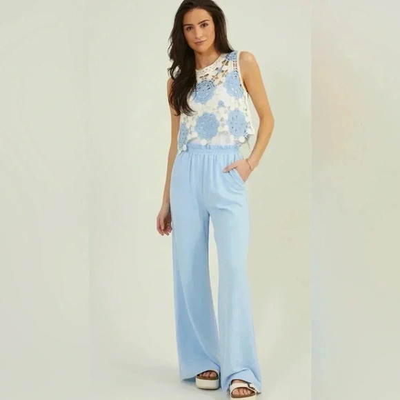 NEW with tags (NWT) Altar’d State Cara Crochet White and Baby Blue Tank Top - Picture 3 of 5